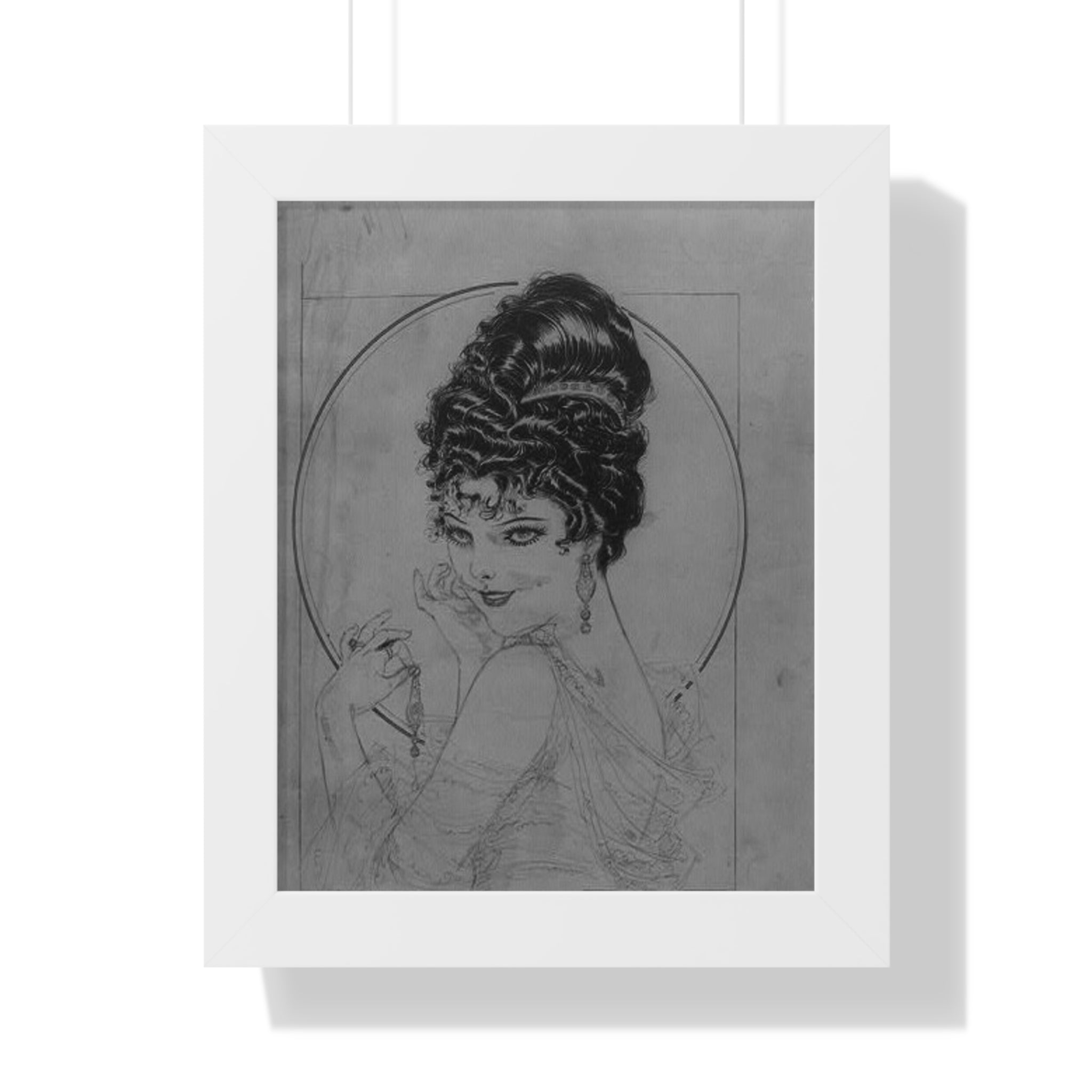 Vintage Femme Portrait Framed Poster — Elegant Retro Wall Art