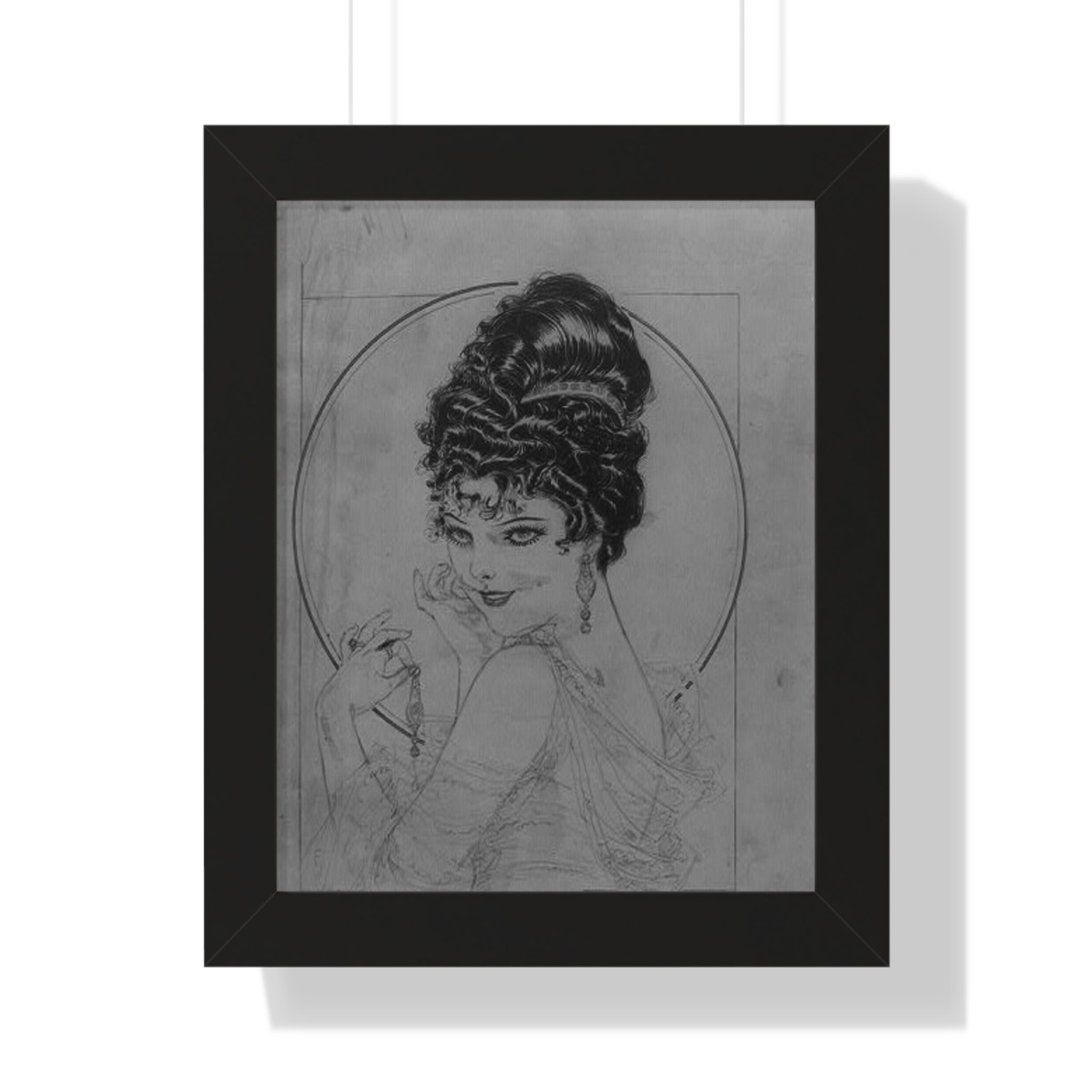 Vintage Femme Portrait Framed Poster — Elegant Retro Wall Art
