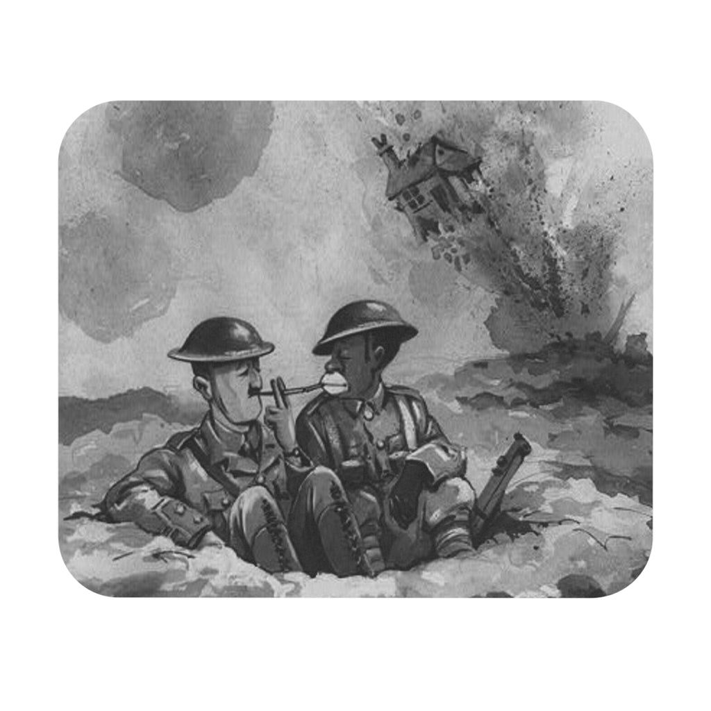Vintage WWI Soldiers Scene Mouse Pad — Retro Trench Warfare Desk Mat