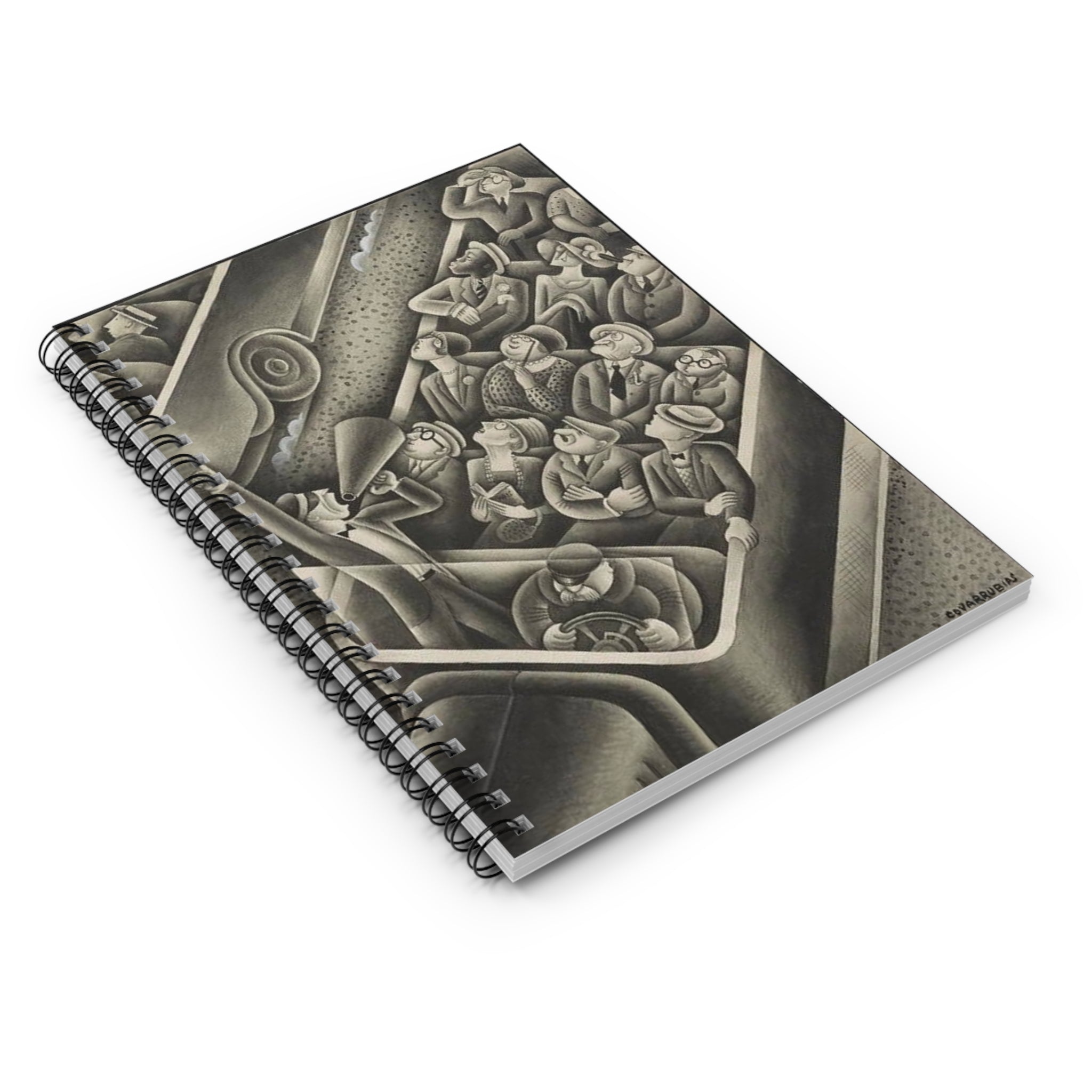 French Tourist Group Sketch Spiral Notebook — Lined Journal for Artists & Writers