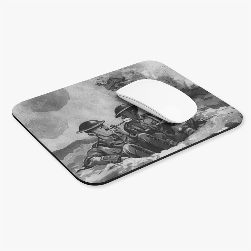 Vintage WWI Soldiers Scene Mouse Pad — Retro Trench Warfare Desk Mat